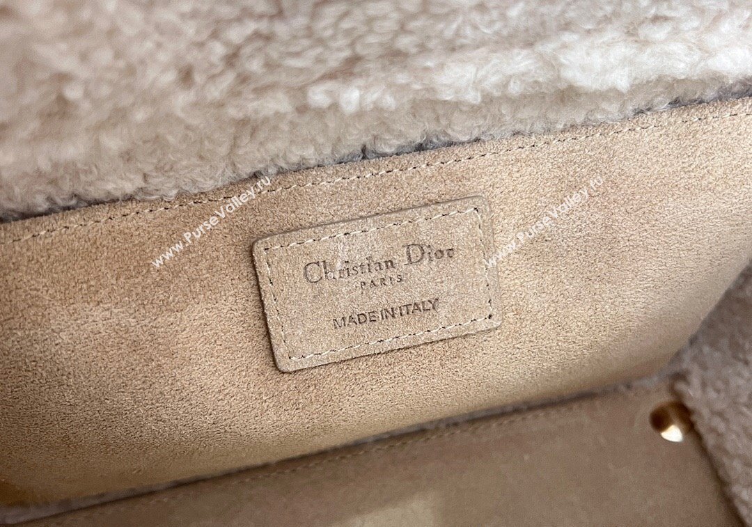 Dior Lady Dior Medium Bag in Beige Suede and White Shearling 2024 1212 (XXG-241212065)