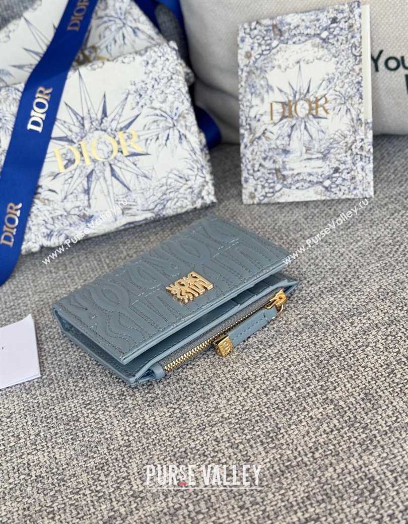 Dior Miss Dior Dahlia Wallet in Lambskin with Quilted Miss Dior Allover Motif Blue 2024 (XXG-241212073)