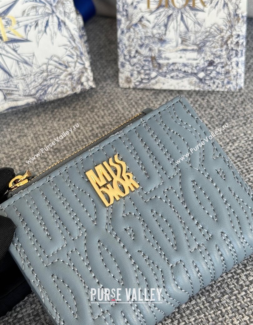 Dior Miss Dior Dahlia Wallet in Lambskin with Quilted Miss Dior Allover Motif Blue 2024 (XXG-241212073)