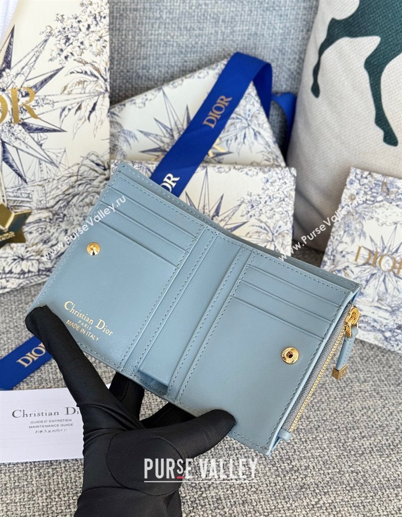 Dior Miss Dior Dahlia Wallet in Lambskin with Quilted Miss Dior Allover Motif Blue 2024 (XXG-241212073)