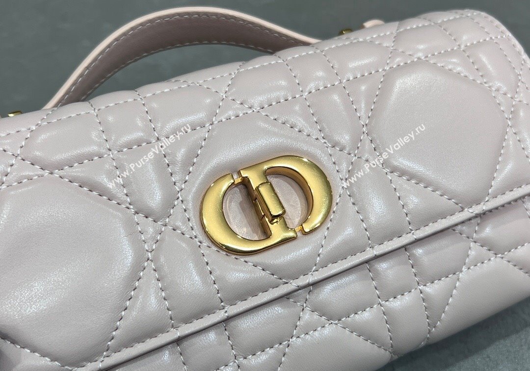 Dior Miss Caro Top Handle Pouch in Macrocannage Lambskin Light Pink 2024 (BF-241212083)