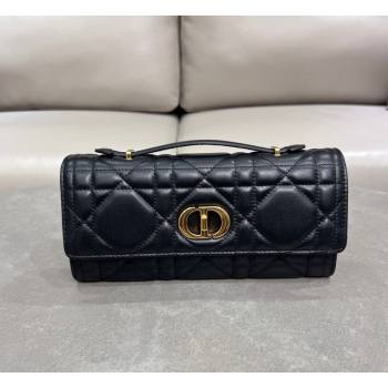 Dior Miss Caro Top Handle Pouch in Macrocannage Lambskin Black 2024 (BF-241212084)