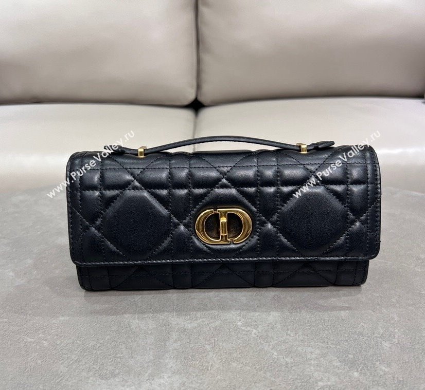 Dior Miss Caro Top Handle Pouch in Macrocannage Lambskin Black 2024 (BF-241212084)