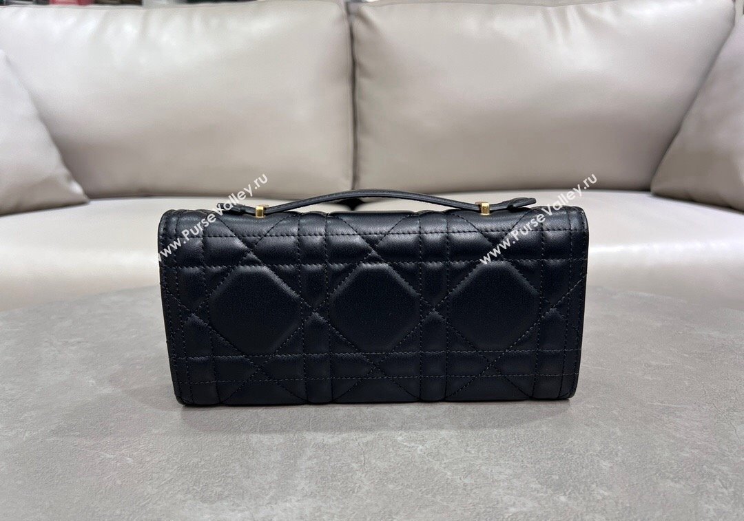 Dior Miss Caro Top Handle Pouch in Macrocannage Lambskin Black 2024 (BF-241212084)