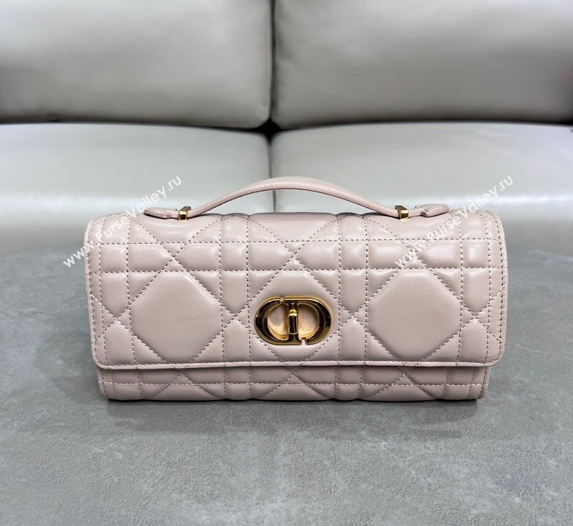 Dior Miss Caro Top Handle Pouch in Macrocannage Lambskin Pale Pink 2024 (BF-241212085)