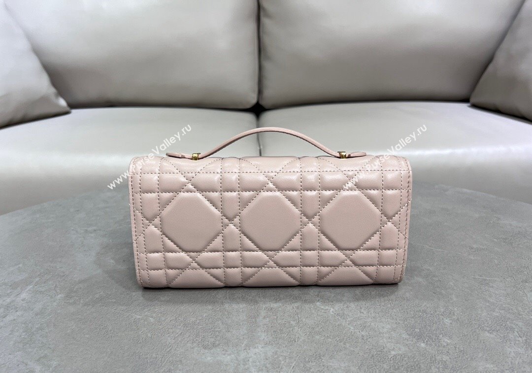Dior Miss Caro Top Handle Pouch in Macrocannage Lambskin Pale Pink 2024 (BF-241212085)