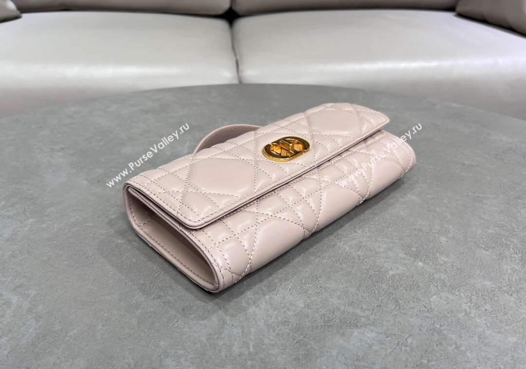 Dior Miss Caro Top Handle Pouch in Macrocannage Lambskin Pale Pink 2024 (BF-241212085)