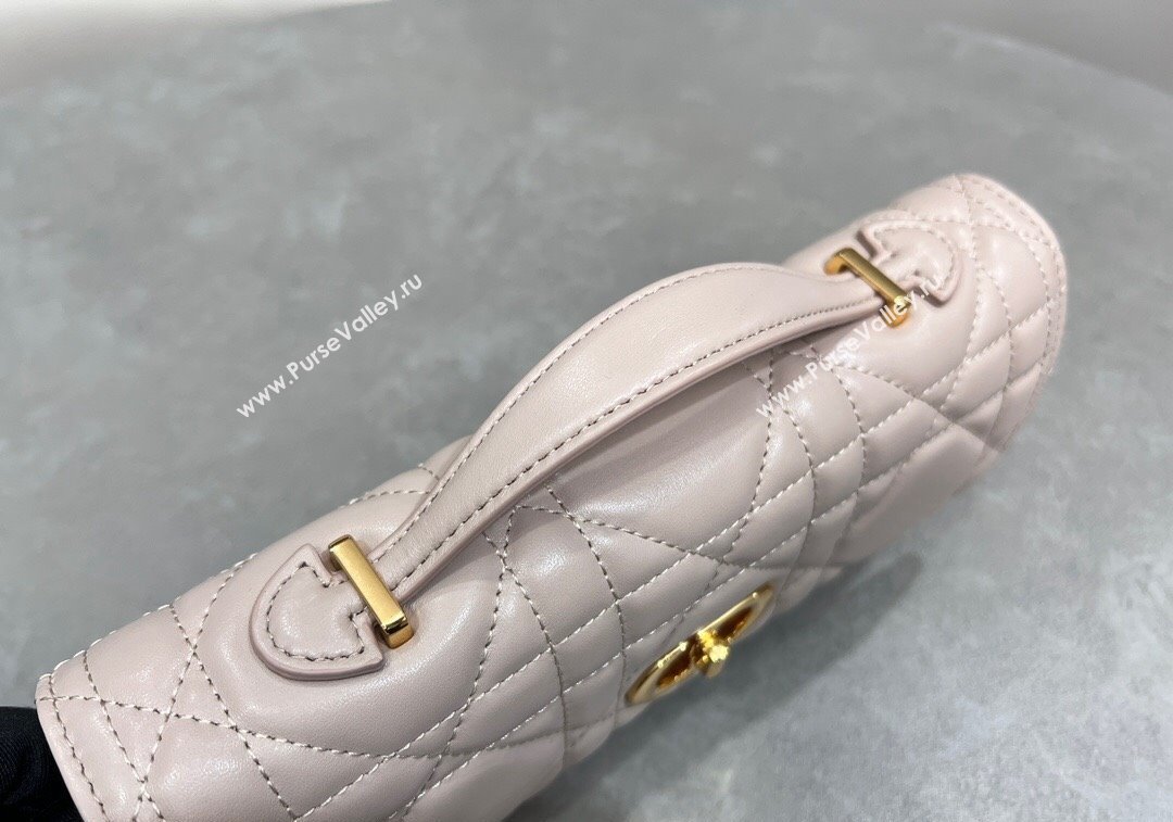 Dior Miss Caro Top Handle Pouch in Macrocannage Lambskin Pale Pink 2024 (BF-241212085)
