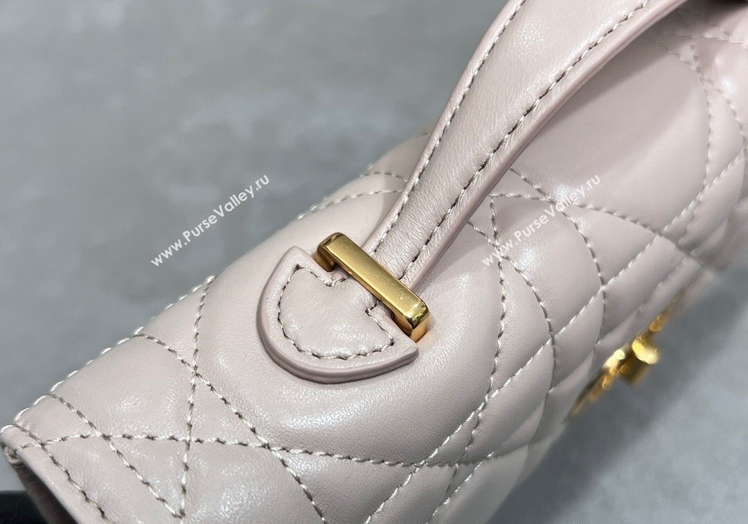 Dior Miss Caro Top Handle Pouch in Macrocannage Lambskin Pale Pink 2024 (BF-241212085)
