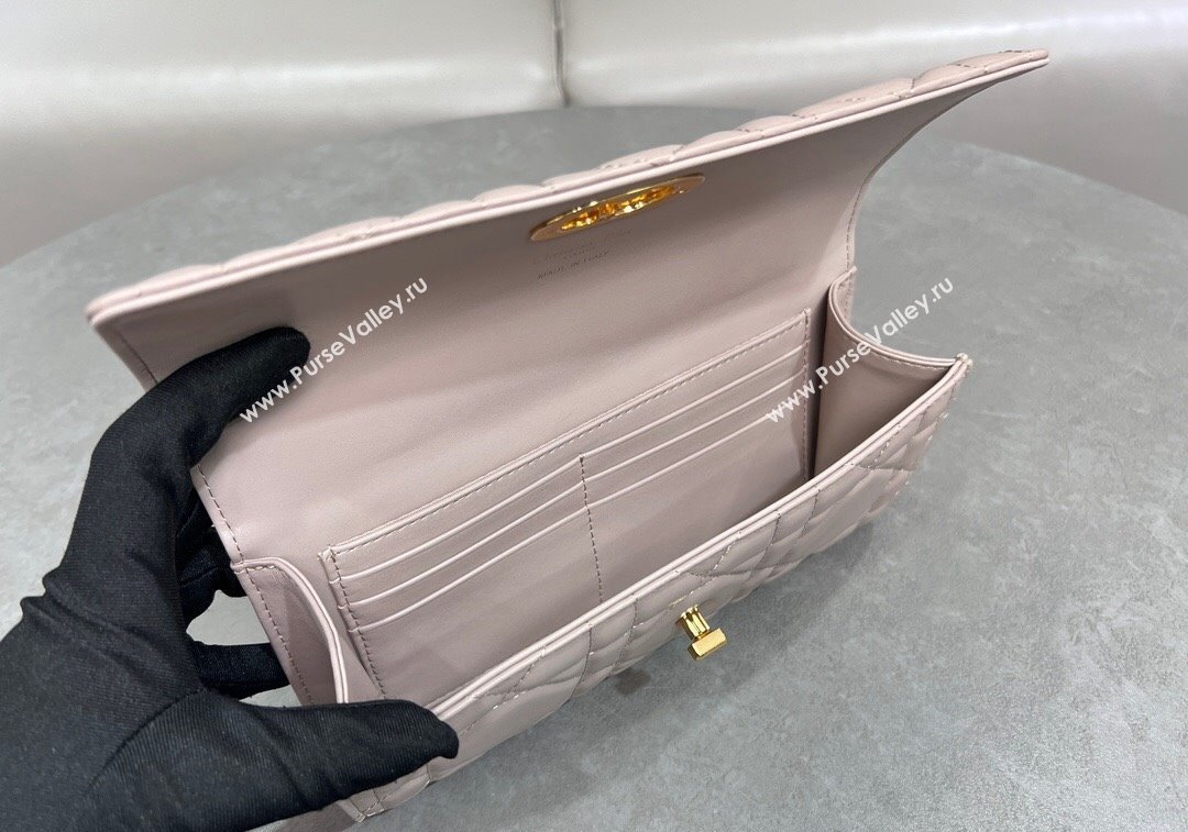 Dior Miss Caro Top Handle Pouch in Macrocannage Lambskin Pale Pink 2024 (BF-241212085)