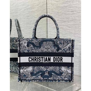 Dior Medium Dior Book Tote bag in Blue Embroidery with White Dior Around the World Motif 2024 (XXG-241212054)