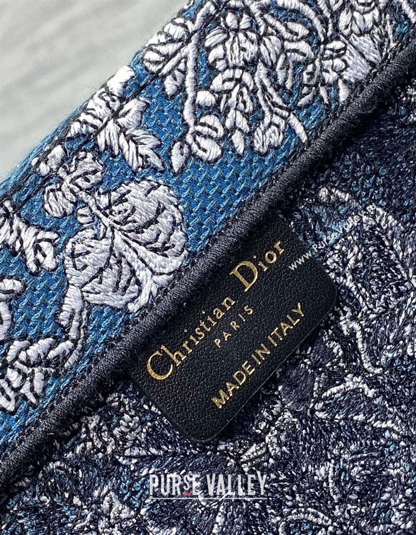 Dior Medium Dior Book Tote bag in Blue Embroidery with White Dior Around the World Motif 2024 (XXG-241212054)