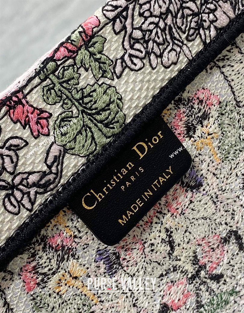 Dior Medium Dior Book Tote bag in Latte White Embroidery with Multicolor Dior Around the World Motif 2024 (XXG-241212052)