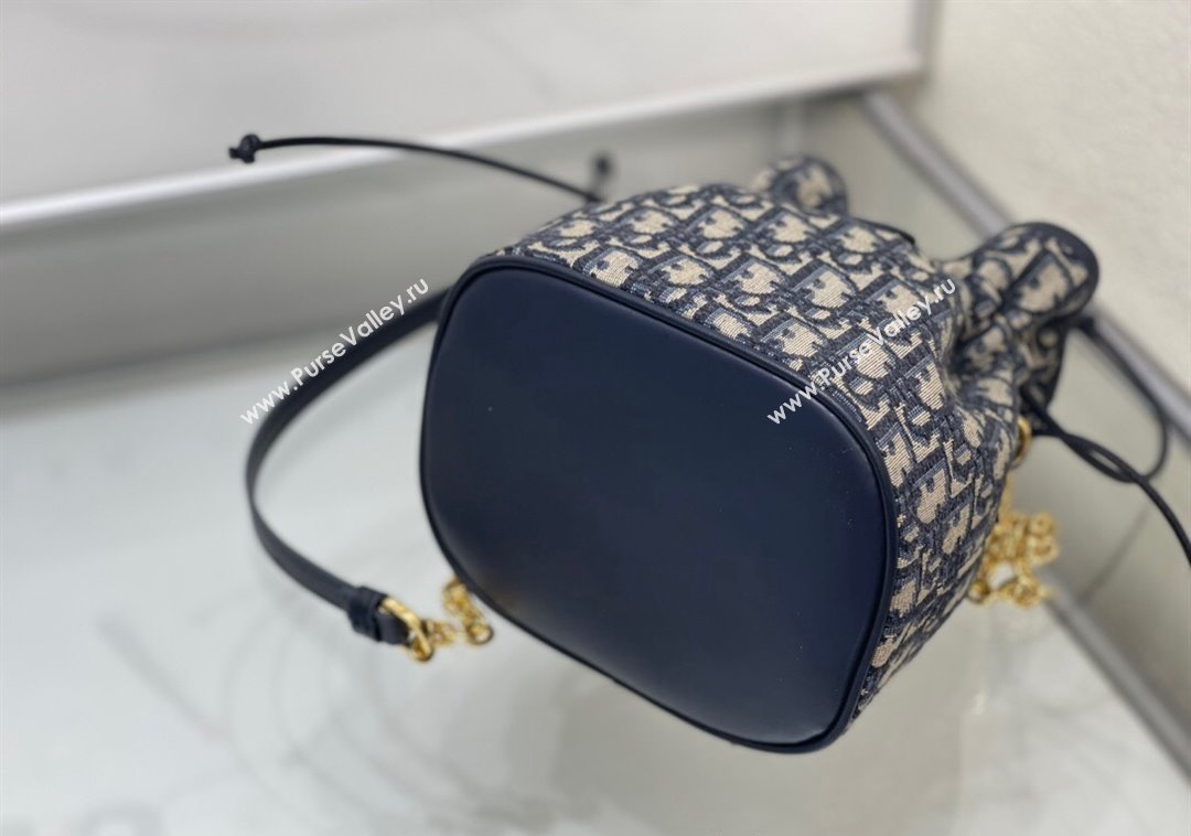 Dior 30 Montaigne Mini Bucket Bag with Drawstring Blue Dior Oblique Jacquard 2024 (XXG-241212033)