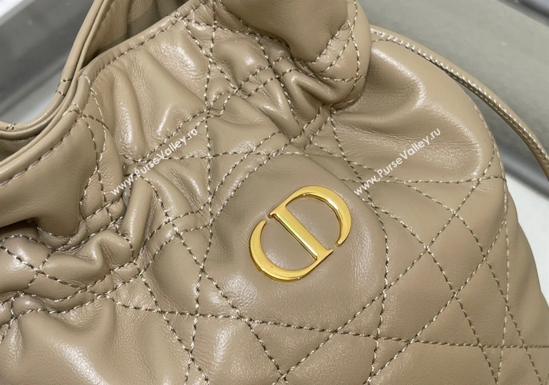 Dior Miss Caro Mini Bucket Bag with Drawstring in Macrocannage Lambskin Beige 2024 (XXG-241212032)