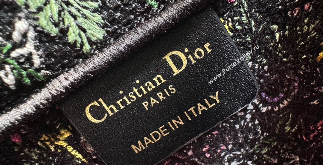 Dior Small Dior Book Tote bag in Black Embroidery with Multicolor Dior Around the World Motif 2024 (XXG-241212057)