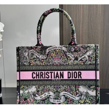 Dior Medium Dior Book Tote bag in Black Embroidery with Multicolor Dior Around the World Motif 2024 (XXG-241212055)