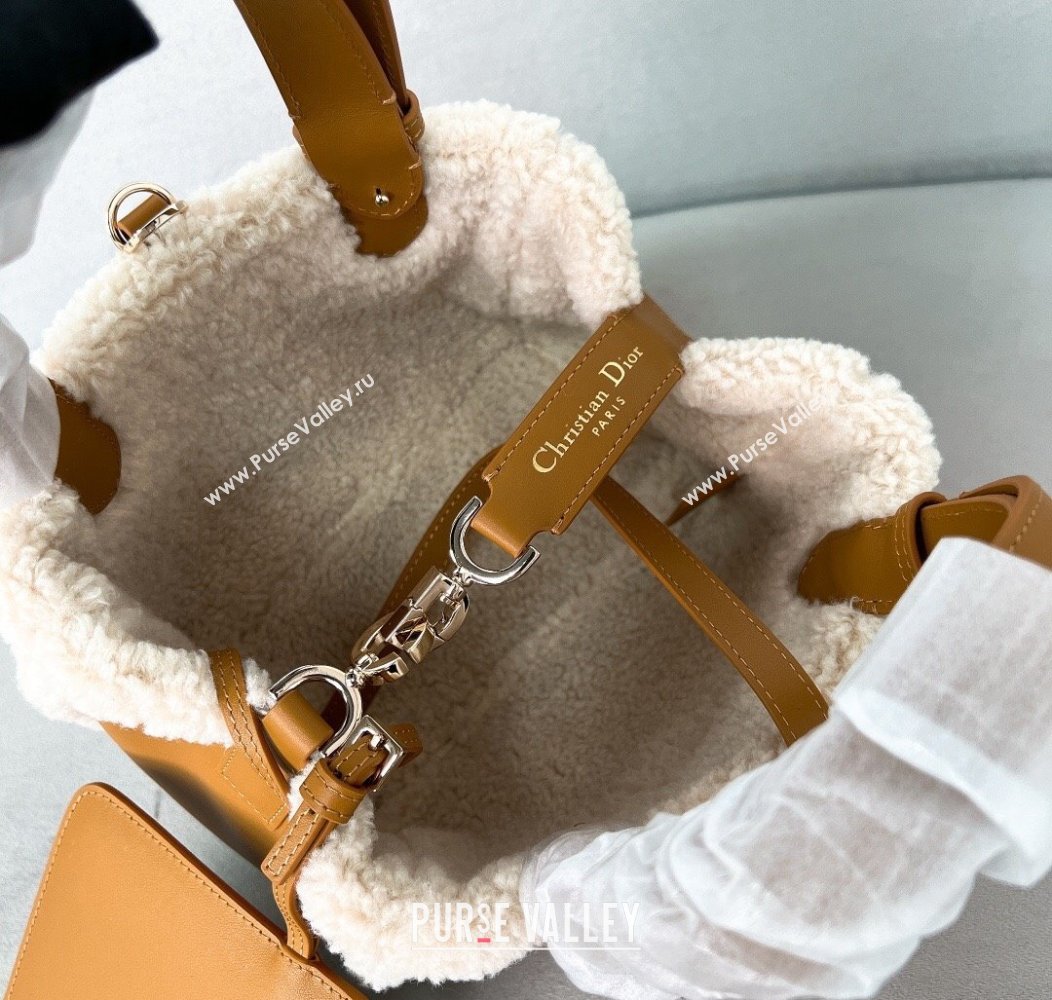 Dior Small Dior Toujours Tote Bag in Beige Suede and White Shearling 2024 1212 (BF-241212066)