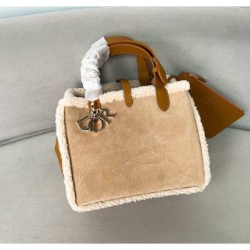 Dior Medium Toujours Tote Bag in Beige Suede and White Shearling 2024 1212 (BF-241212067)