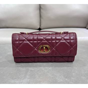 Dior Miss Caro Top Handle Pouch in Macrocannage Lambskin Burgundy 2024 (BF-241212082)