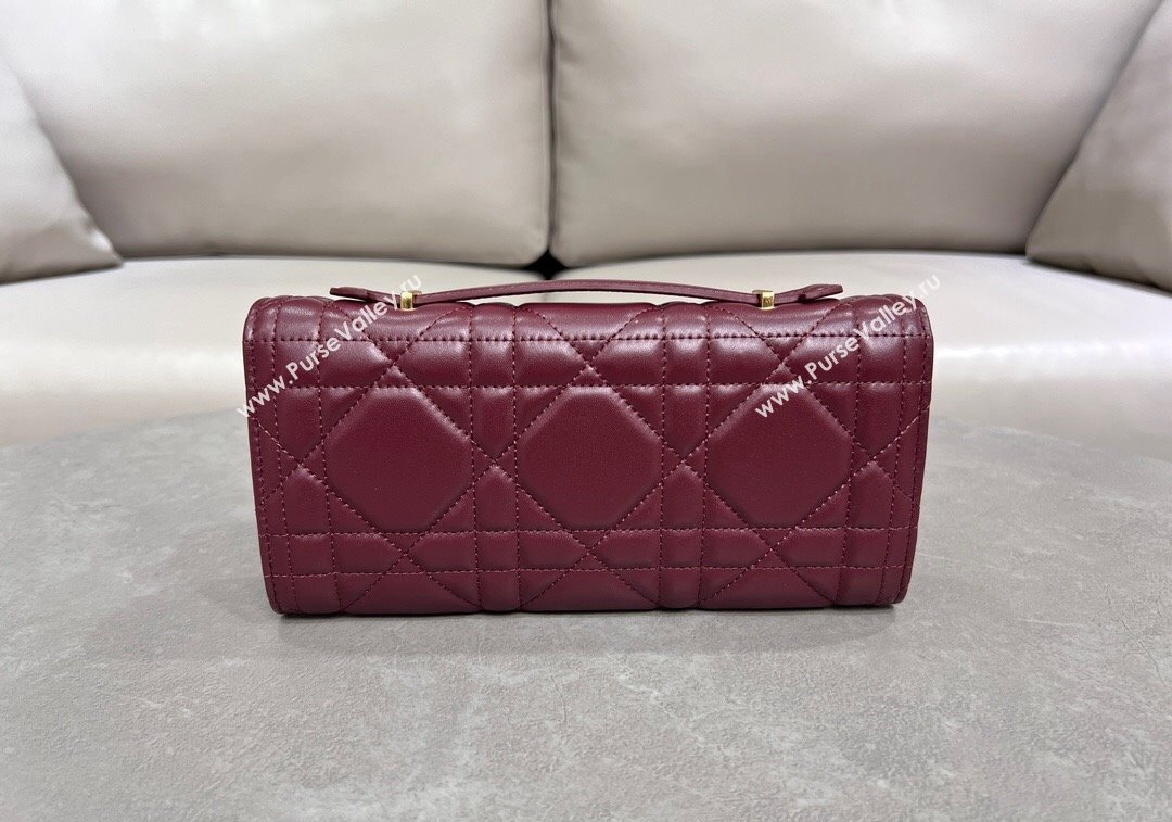 Dior Miss Caro Top Handle Pouch in Macrocannage Lambskin Burgundy 2024 (BF-241212082)