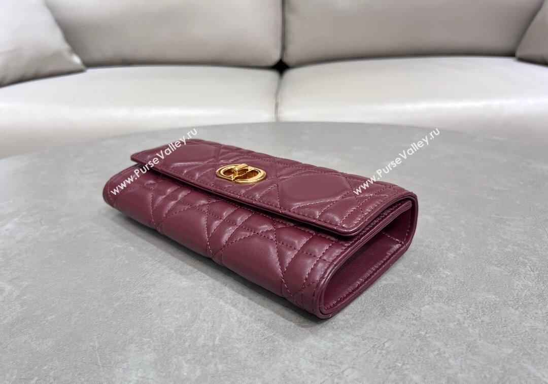 Dior Miss Caro Top Handle Pouch in Macrocannage Lambskin Burgundy 2024 (BF-241212082)