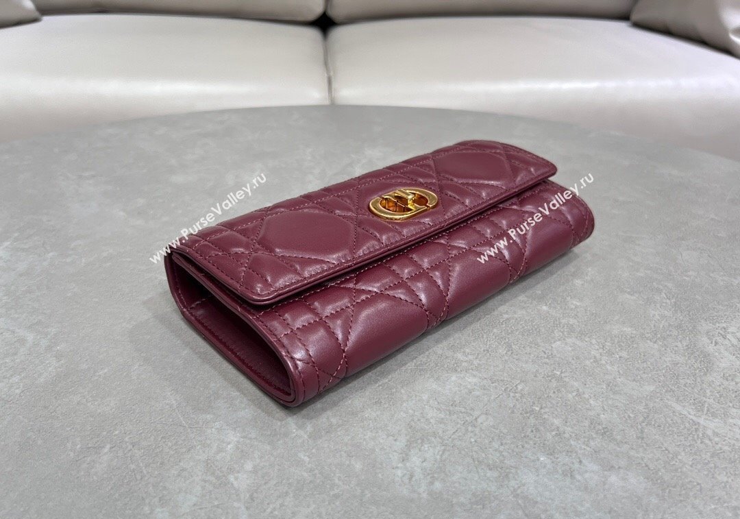 Dior Miss Caro Top Handle Pouch in Macrocannage Lambskin Burgundy 2024 (BF-241212082)