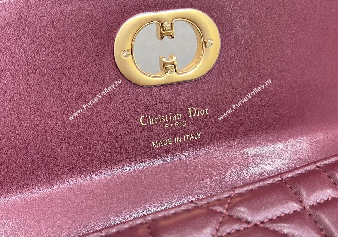 Dior Miss Caro Top Handle Pouch in Macrocannage Lambskin Burgundy 2024 (BF-241212082)