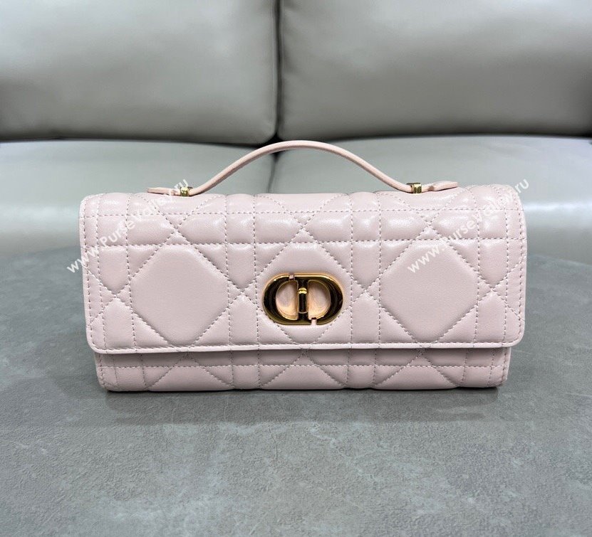 Dior Miss Caro Top Handle Pouch in Macrocannage Lambskin Light Pink 2024 (BF-241212083)