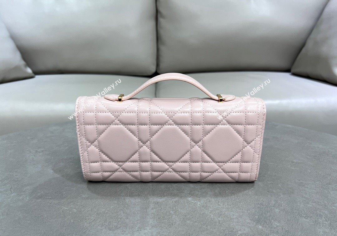 Dior Miss Caro Top Handle Pouch in Macrocannage Lambskin Light Pink 2024 (BF-241212083)