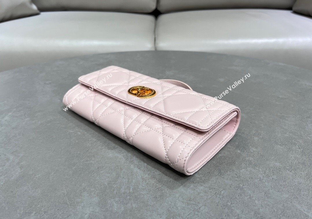 Dior Miss Caro Top Handle Pouch in Macrocannage Lambskin Light Pink 2024 (BF-241212083)