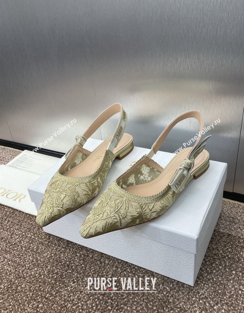 Dior JAdior Slingback Ballet Flat in Transparent Mesh with Gold-Tone Chardons Embroidery 2024 (JC-241231039)