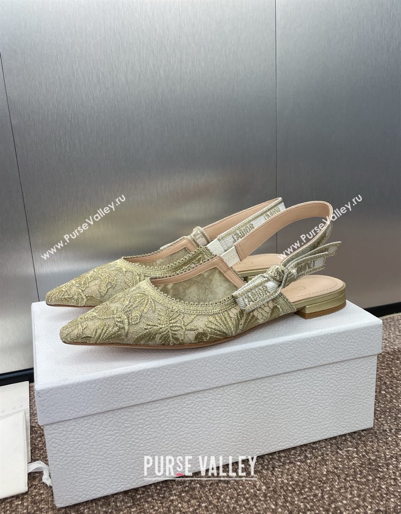 Dior JAdior Slingback Ballet Flat in Transparent Mesh with Gold-Tone Chardons Embroidery 2024 (JC-241231039)