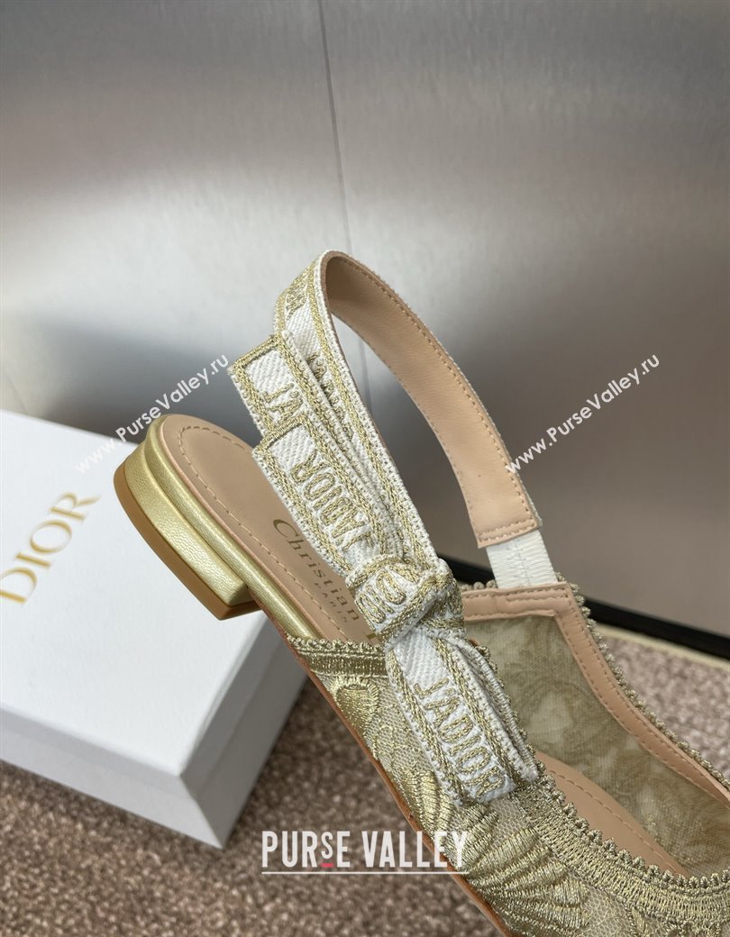 Dior JAdior Slingback Ballet Flat in Transparent Mesh with Gold-Tone Chardons Embroidery 2024 (JC-241231039)