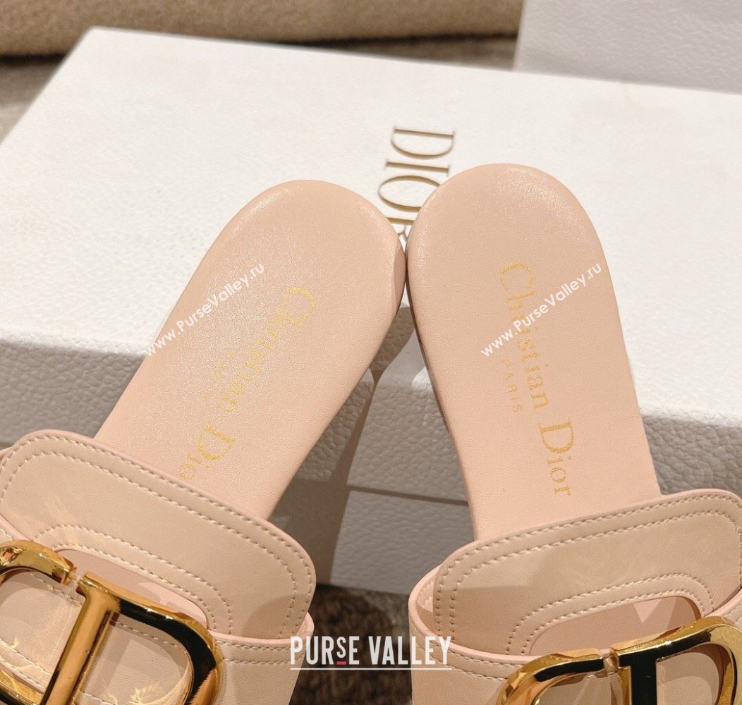 Dior 30 Montaigne Flat Slides Sandal in Calfskin Nude Pink 2024 1231 (MD-241231107)