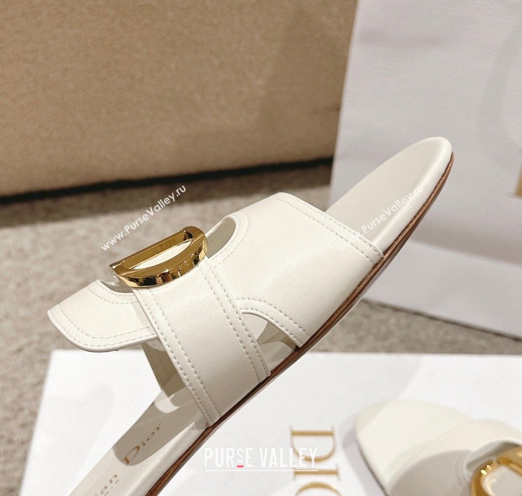 Dior 30 Montaigne Flat Slides Sandal in Calfskin White 2024 1231 (MD-241231113)