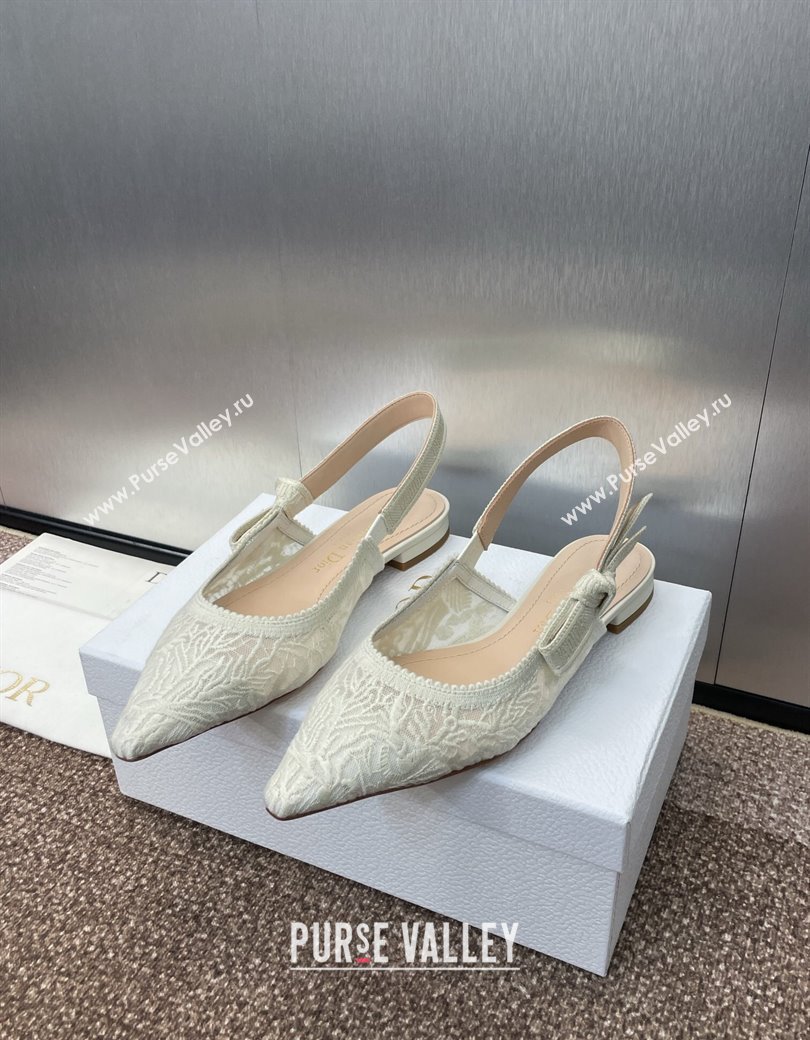 Dior JAdior Slingback Ballet Flat in Transparent Mesh Embroidered with White Dior Cabinet de la Mer Motif 2024 (JC-241231045)