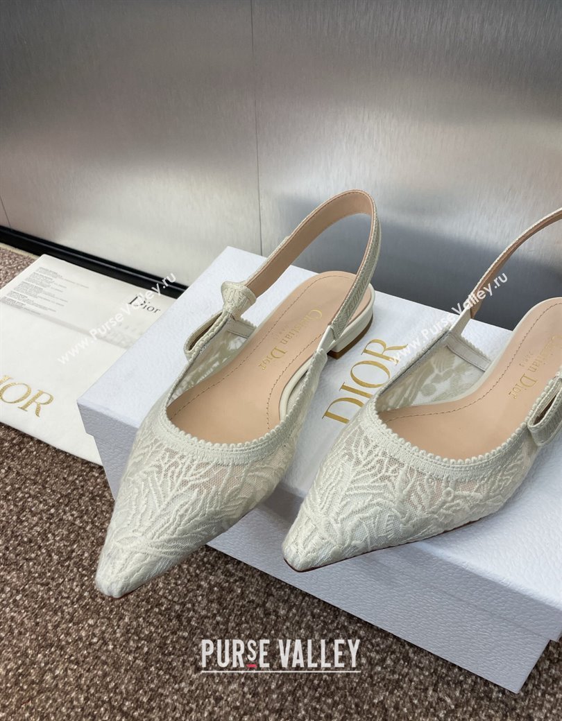 Dior JAdior Slingback Ballet Flat in Transparent Mesh Embroidered with White Dior Cabinet de la Mer Motif 2024 (JC-241231045)