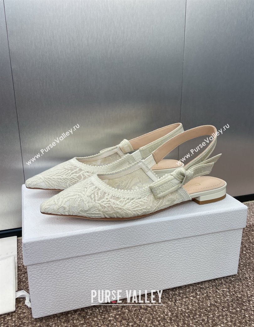 Dior JAdior Slingback Ballet Flat in Transparent Mesh Embroidered with White Dior Cabinet de la Mer Motif 2024 (JC-241231045)