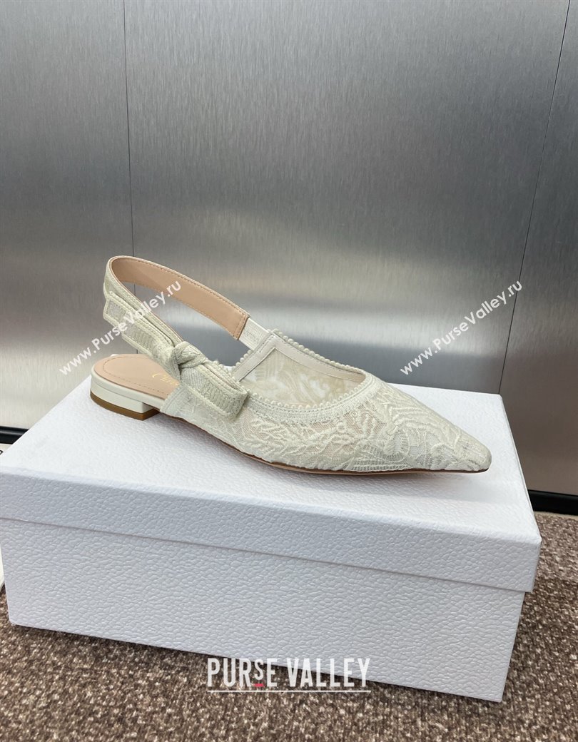 Dior JAdior Slingback Ballet Flat in Transparent Mesh Embroidered with White Dior Cabinet de la Mer Motif 2024 (JC-241231045)