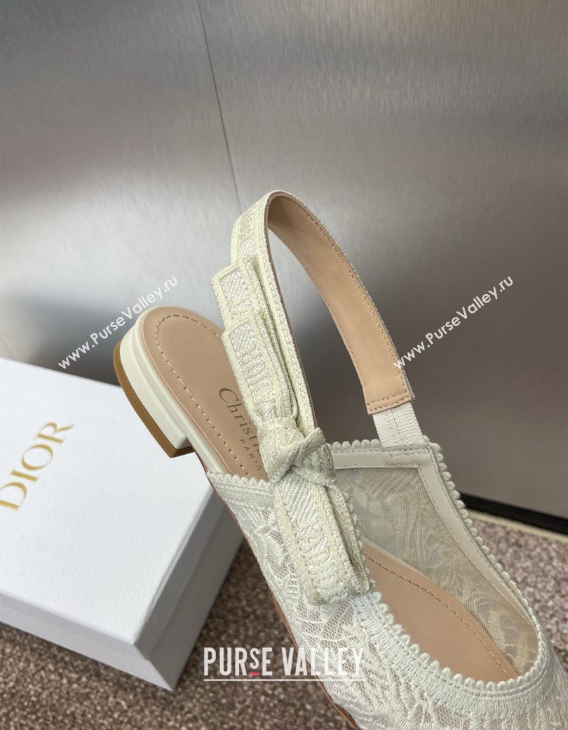 Dior JAdior Slingback Ballet Flat in Transparent Mesh Embroidered with White Dior Cabinet de la Mer Motif 2024 (JC-241231045)