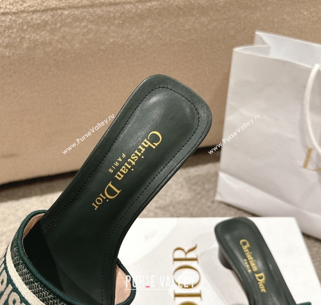 Dior Dway Heel Slides Sandal 3.5cm in Classic Embroidered Cotton Green 2024 1230 (MD-241231020)