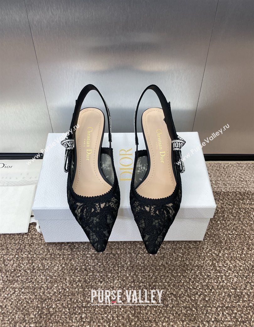 Dior JAdior Slingback Pumps 6.5cm in Transparent Mesh with Black Chardons Embroidery 2024 (JC-241231040)