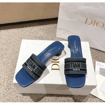 Dior Dway Heel Slides Sandal 3.5cm in Classic Embroidered Denim Blue2 2024 1230 (MD-241231021)