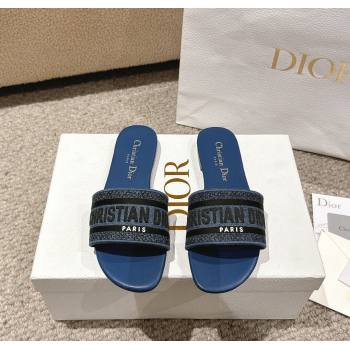 Dior Dway Flat Slides Sandal in Classic Embroidered Denim Blue2 2024 1230 (MD-241231026)