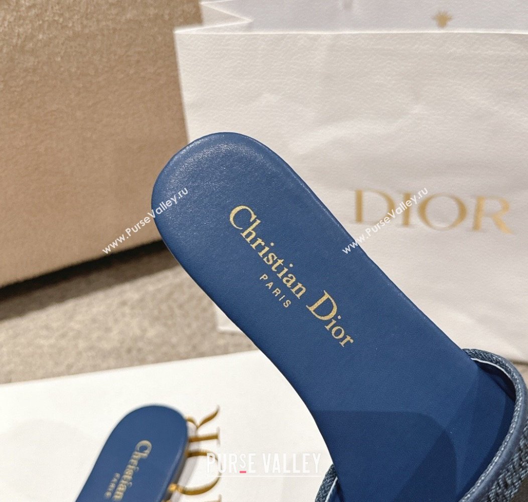 Dior Dway Flat Slides Sandal in Classic Embroidered Denim Blue2 2024 1230 (MD-241231026)