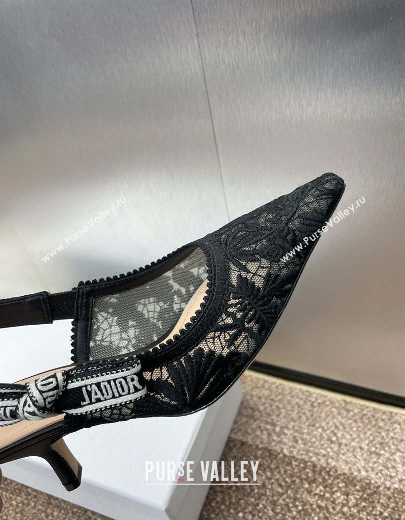 Dior JAdior Slingback Pumps 6.5cm in Transparent Mesh with Black Chardons Embroidery 2024 (JC-241231040)