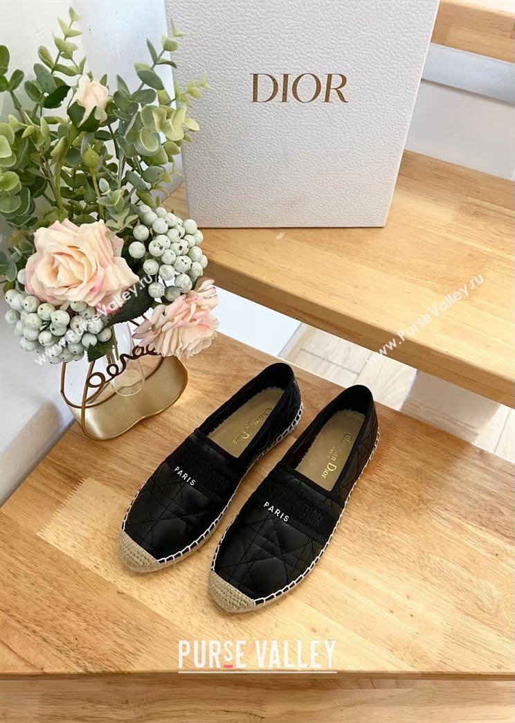 Dior Granville Espadrilles Flat in Black Quilted Cannage Calfskin 2024 1231 (HB-241231078)