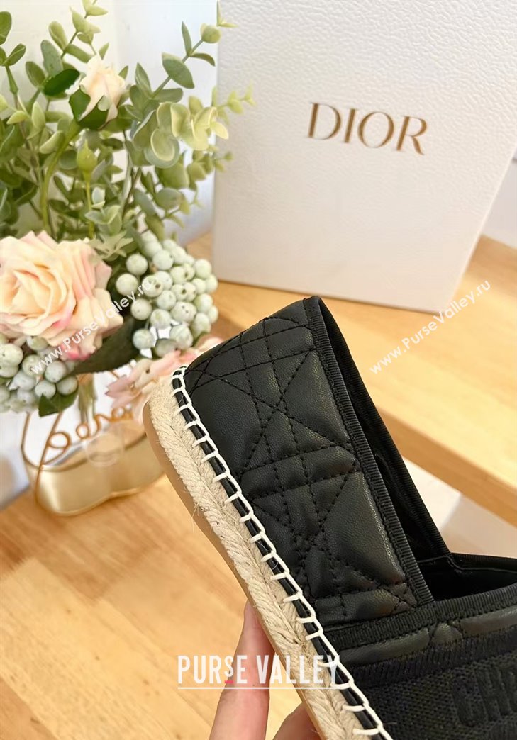 Dior Granville Espadrilles Flat in Black Quilted Cannage Calfskin 2024 1231 (HB-241231078)