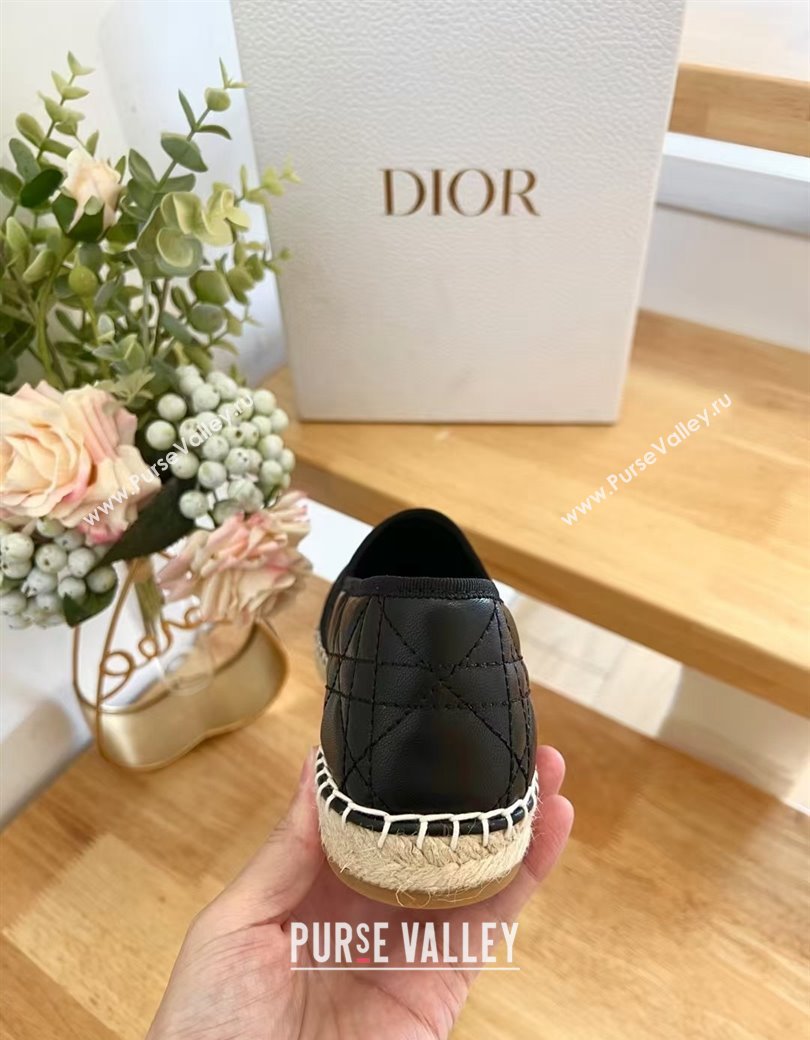 Dior Granville Espadrilles Flat in Black Quilted Cannage Calfskin 2024 1231 (HB-241231078)